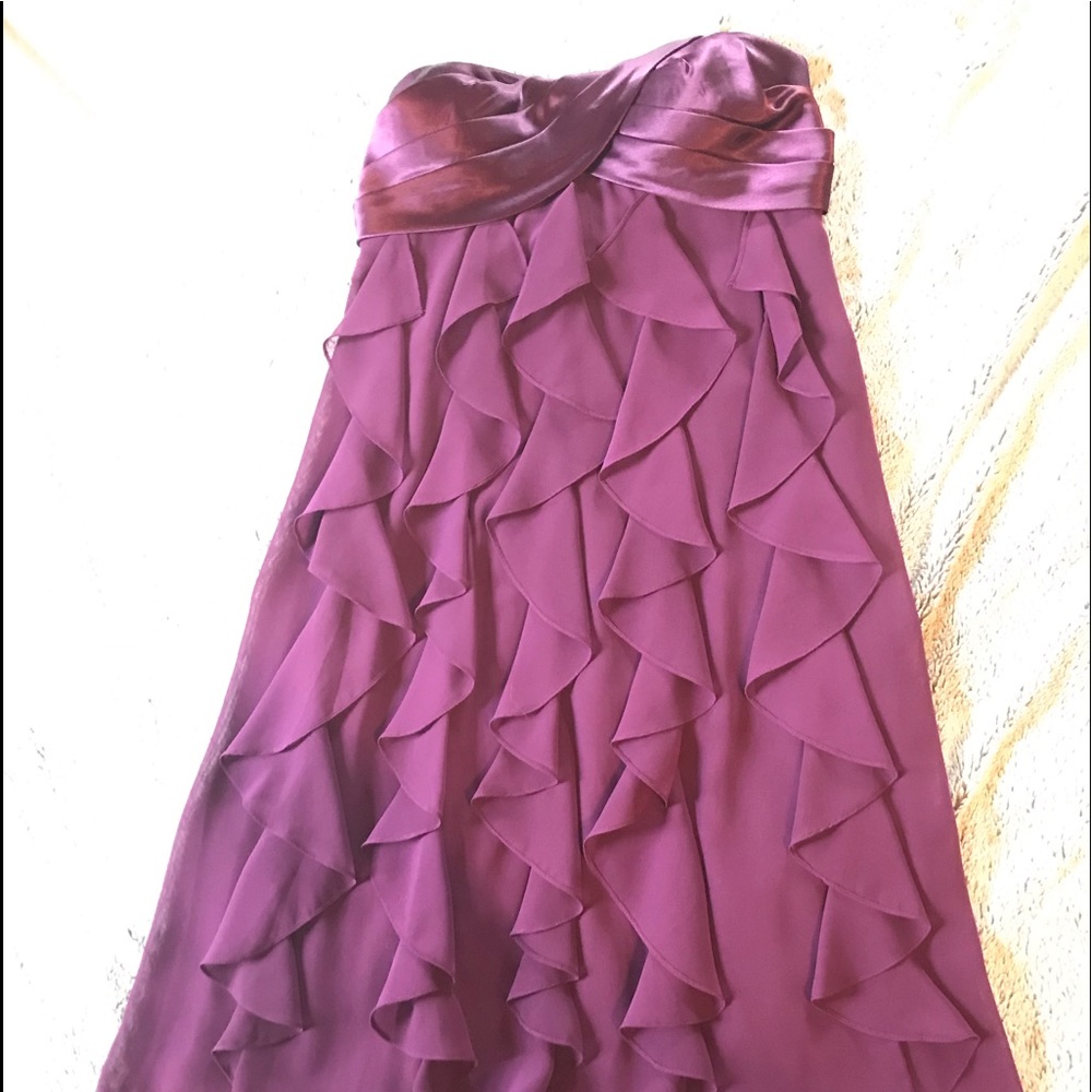 Strapless ruffle knee length dress